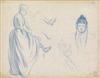 THÉOPHILE STEINLEN Two double-sided figure study drawings.